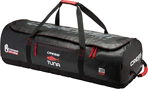 Cressi Tuna Dry Wheel Bag Bolsa Grande Impermeable con Ruedas, Unisex-Adult, Negro/Rojo, 120 L