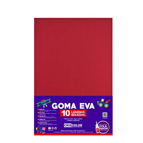 CRISCOLOR GOMA EVA 40x60cm. BURDEOS 10 uds.