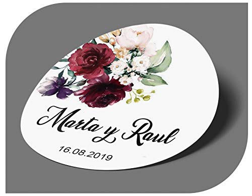 CrisPhy Pegatinas Personalizadas Boda con Nombre y Fecha, Etiquetas Adhesivas para Invitacion Boda Bautizo Compromiso Cumpleaños Fiesta Navidad Vintage Sellos
