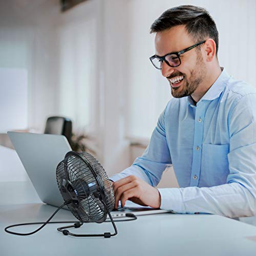 CSL - Ventilador USB - Ventilador de Mesa Ventilador - Carcasa aspas de plastico- PC portátil - en Negro