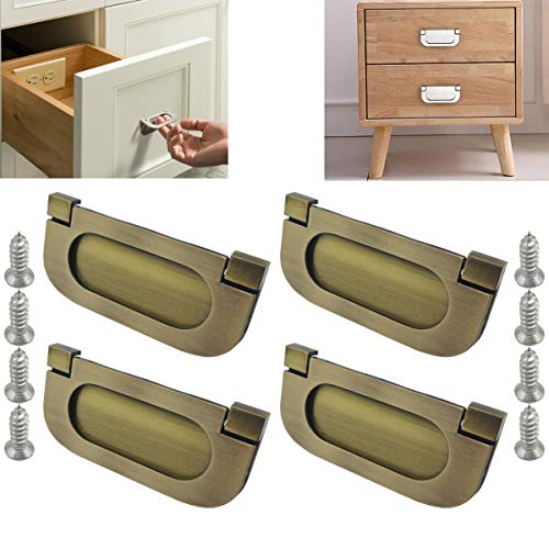 CTRICALVER 4pcs Manijas invisibles |Bronce Mini Tiradores de barra de Acero inoxidable | para puerta de armario armario cajón asas Pack Set Mobiliario de oficina-Con tornillos (75mm)
