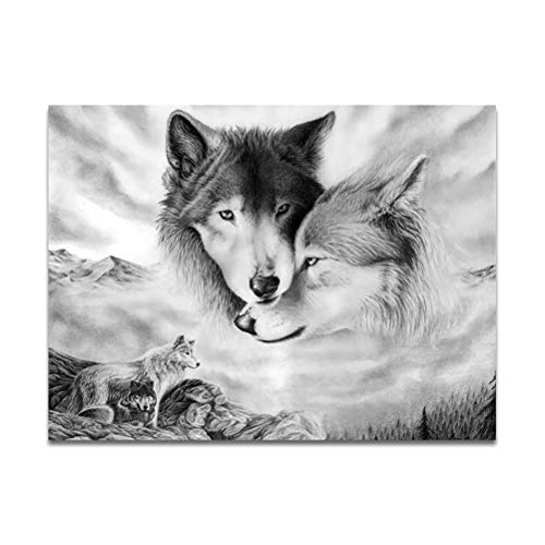 Cuadro en Lienzo, íntimo Hielo Nieve Lobo, Lienzo Pintura Decorativa Moderno Blanco y Negro Lobo Lienzo Pintura Animal Aerosol impresión Pintura para Dormitorio Sala de Estar