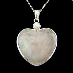 Cuarzo rosa dos piedra colgante de corazón