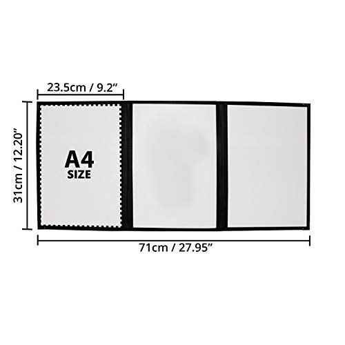 Cubierta Tres Pliegues (Pack de 5) - A4 Vinilo Transparente Tres Pliegues Estilo Americano con Esquinas de Acero Inoxidable para Restaurante, Bar y Cafetería Carpeta Menús
