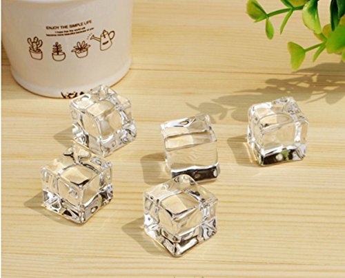 Cubito de hielo artificial, goodchanceuk 25-Pack 0.98 "x0.98" transparente cuadrado, cristal, acrílico Ice Bar Ware pantalla o fotografía decoración