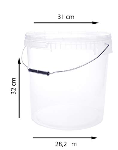 Cubo con tapa, cubo de plástico, tapa con asa, apto para alimentos 20 Litros
