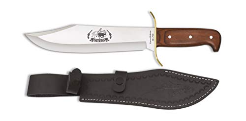 Cuchillo Albainox 32284 Cowboy madera. Hoja: 25 Herramienta para Caza, Pesca, Camping, Outdoor, Supervivencia y Bushcraft + Portabotellas de regalo