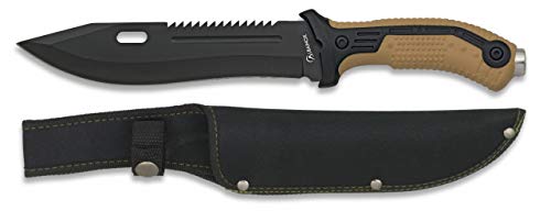 Cuchillo Coyote Hoja 19,5 cm para Caza, Pesca, Camping, Outdoor, Supervivencia y Bushcraft Albainox 32113 + Portabotellas de regalo