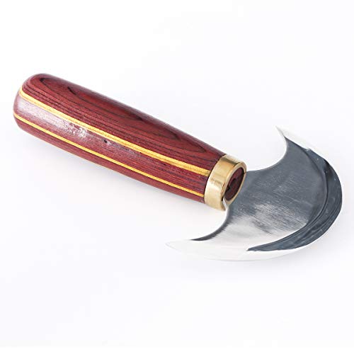 Cuchillo de Cuero de Media Luna con Mango De Sándalo Mango de Alta Velocidad de Acero Cuchillo de Cuero para Bricolaje Corte de Velero