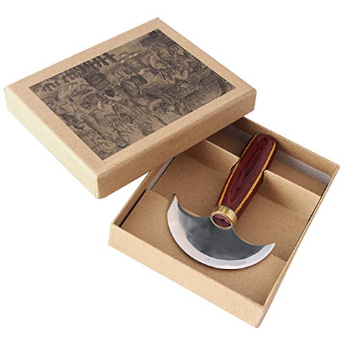 Cuchillo de Cuero de Media Luna con Mango De Sándalo Mango de Alta Velocidad de Acero Cuchillo de Cuero para Bricolaje Corte de Velero