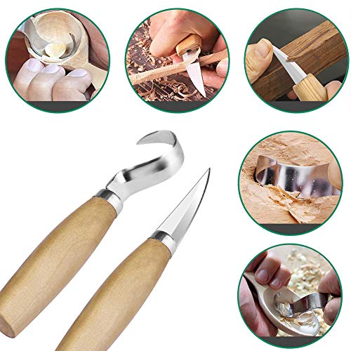 Cuchillo de Gancho,BETOY Herramientas de Talla de Madera Tallado de Cuchara para Tallado en Madera, Tallado en Piedra, Tallado de Frutas, Artesanía, Tallado de Muebles, Tallado de Regalos de Bricolaje