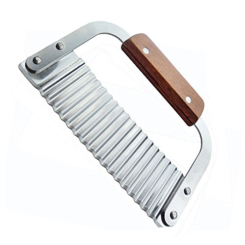 Cuchillo decorador ondulado,Cortador Ondulado Para Verduras,Hoja de acero inoxidable y mango de madera