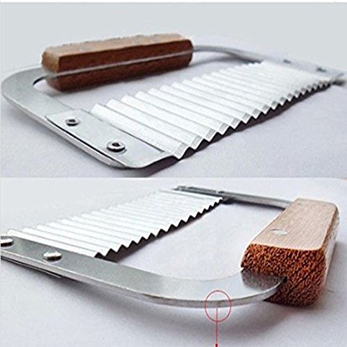 Cuchillo decorador ondulado,Cortador Ondulado Para Verduras,Hoja de acero inoxidable y mango de madera