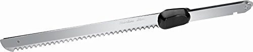 Cuchillo eléctrico para carne, cuchillo de cocina eléctrico para alimentos congelados (hoja doble de acero inoxidable, filo ondulado, cuchillo de pan, 180 W, plata)