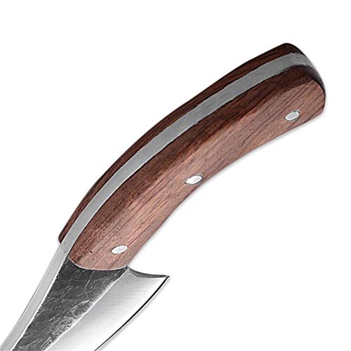 Cuchillos cocina Alto Carbono mano de acero Cuchillo fijo de la manija de madera portátiles Herramientas forjado hecho a mano del cuchillo al aire libre Mini