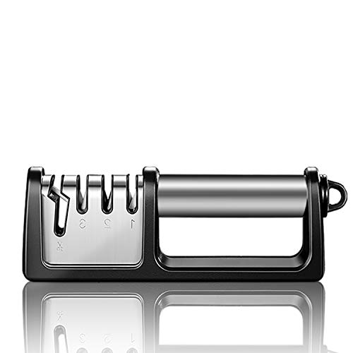 cuchillos de cocina profesional 4 en 1, afilador de cuchillos afilado rápido con cepillo de diamante, acero de tungsteno, cuchillas de afilado de cerámica, base antideslizante para exteriores | Cocina