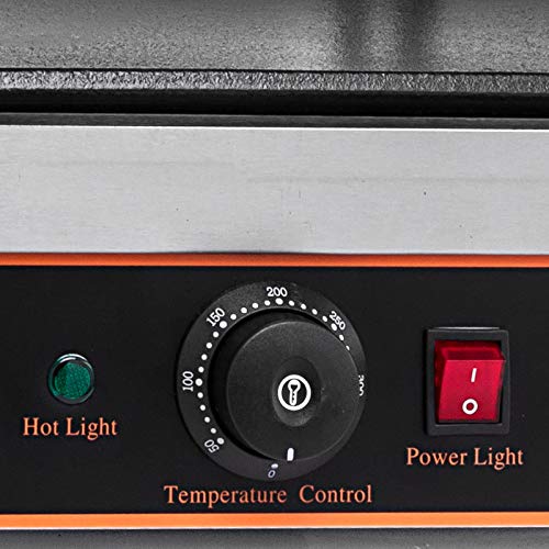 Cueffer 3600W Parrilla Eléctrica de Acero Inoxidable 220 V 50 HZ Sandwichera Parrilla Electrica con Placa Plana Doble Sandwich Press para la Cocina, Restaurante, Fiesta (LD-813E)