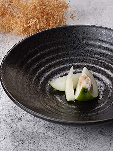 Cuenco de cerámica para sopa de helecho, color negro