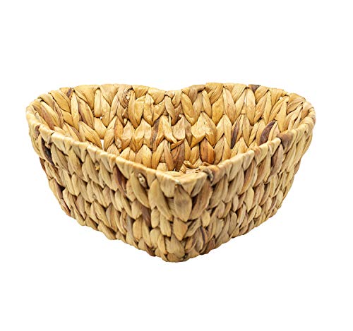 Cuenco de jacinto de agua en forma de corazón, natural, como frutero, cesta decorativa, 30 x 30 x 10 cm