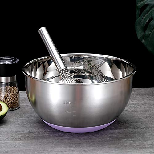 Cuencos Cocina Cuenco Mezcladores de Bol Acero Inoxidable con Base de Silicona Antideslizante Grande Bol Ensalada, 28cm