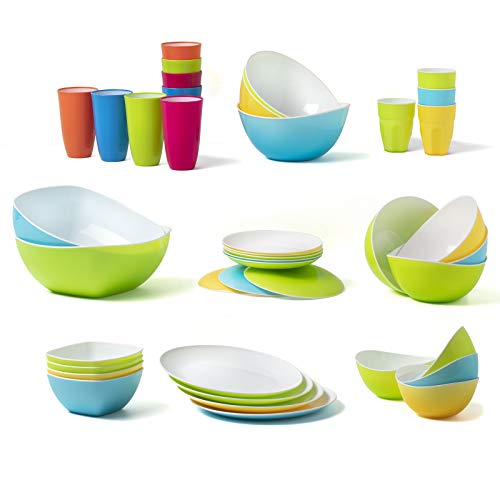 Cuencos de cereales individuales bol de plástico para desayuno niños aperitivos vasos de postre, palomitas sopa - juego de 4