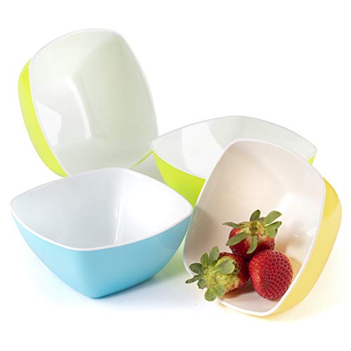 Cuencos de cereales individuales bol de plástico para desayuno niños aperitivos vasos de postre, palomitas sopa - juego de 4