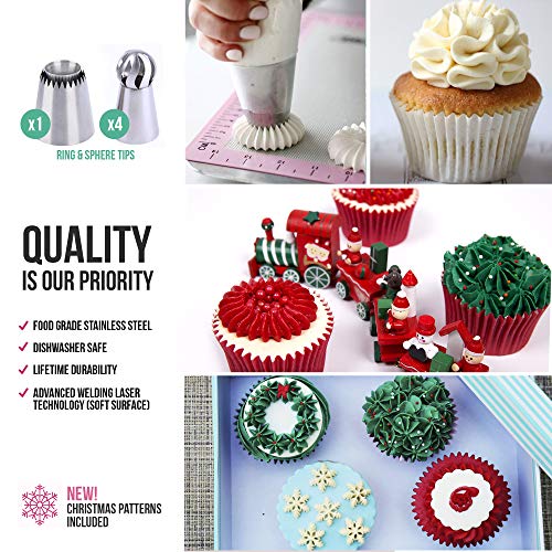 CukkiCakes Boquillas Rusas de Repostería - Set Decoración de Cupcakes y Tartas (92pcs): 65 Boquillas + 20 Mangas Pasteleras Desechables + Bolsa Silicona Reutilizable + 4 Adaptadores + Accesorios