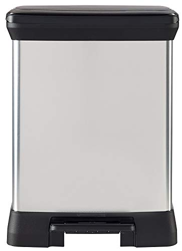 Curver Cubo decorado con pedal duo 30 L (cubetas 10+18L), Metal, 37x27x48.5 cm, 203291