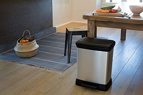 Curver Cubo decorado con pedal duo 30 L (cubetas 10+18L), Metal, 37x27x48.5 cm, 203291