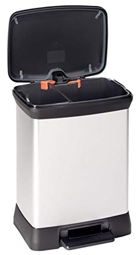 Curver Cubo decorado con pedal duo 30 L (cubetas 10+18L), Metal, 37x27x48.5 cm, 203291