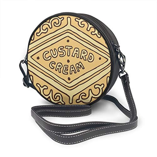 Custard - Bolso bandolera redondo para mujer y niña, diseño de galletas, color crema