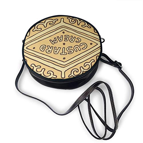 Custard - Bolso bandolera redondo para mujer y niña, diseño de galletas, color crema