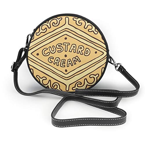 Custard - Bolso bandolera redondo para mujer y niña, diseño de galletas, color crema