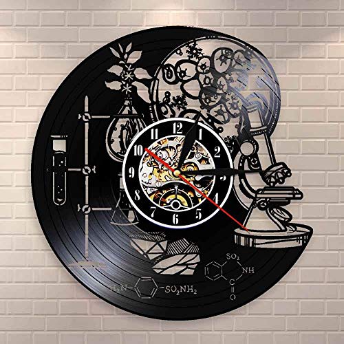 CVG Biología Química Ciencia Instrumento Reloj de Pared Molécula de oxígeno Fórmula química Decoración de Arte de Pared Reloj de Vinilo Relojes de Pared