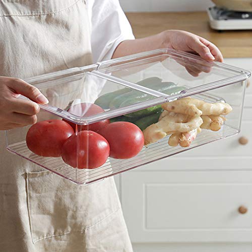CWDM Contenedor De Almacenamiento De Refrigerador De Gran Capacidad, Contenedor De Alimentos De Plástico Material De Pet, Diseño De Cubierta Plegable, Alta Definición Transparente, Redondo Y Liso