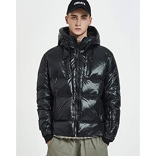 CYYDBB Chaqueta De Plumón Invierno Corto Pato Blanco Abajo Tendencia Ocio Chaqueta De Plumón Capucha Gruesa Brillante Chaqueta Hombre Invierno Vestir Adecuado para Parejas Y Hombres.