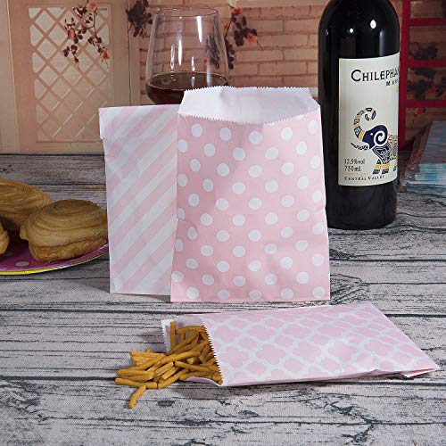 Czemo 100pcs Bolsas Papel Colores Pequeñas Boda de la Barra de Caramelo Bolsas de Regalo del Partido Bolsas de Papel Bolsa (Rosado)