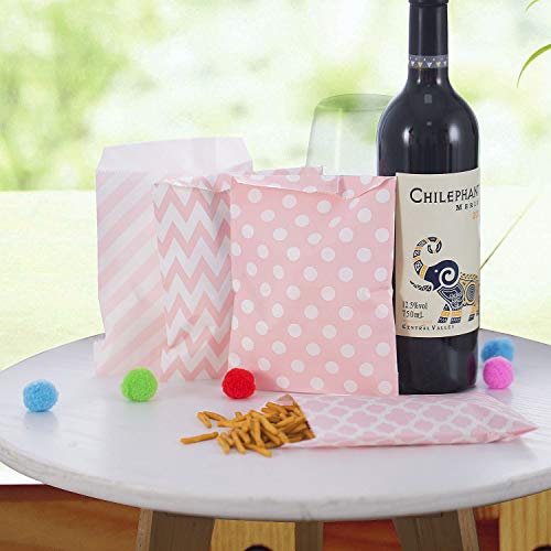 Czemo 100pcs Bolsas Papel Colores Pequeñas Boda de la Barra de Caramelo Bolsas de Regalo del Partido Bolsas de Papel Bolsa (Rosado)