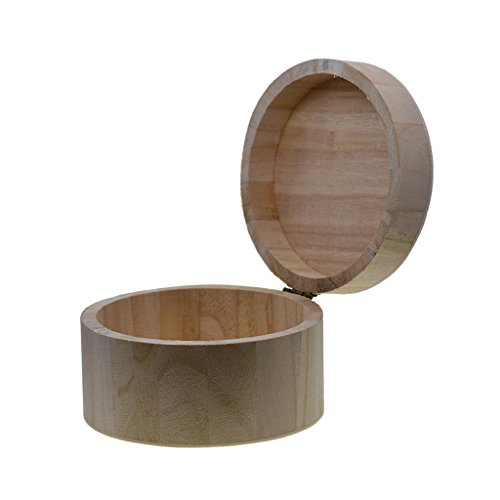 D DOLITY Caja de Madera de Almacenamiento Magnética en Forma de Redondo Llano para Tinción,Barnizado y Decoración,Pirograbado