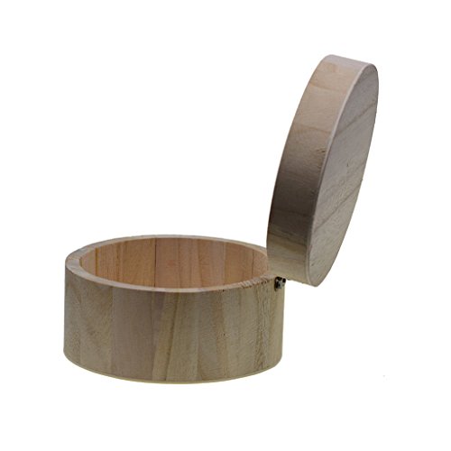 D DOLITY Caja de Madera de Almacenamiento Magnética en Forma de Redondo Llano para Tinción,Barnizado y Decoración,Pirograbado