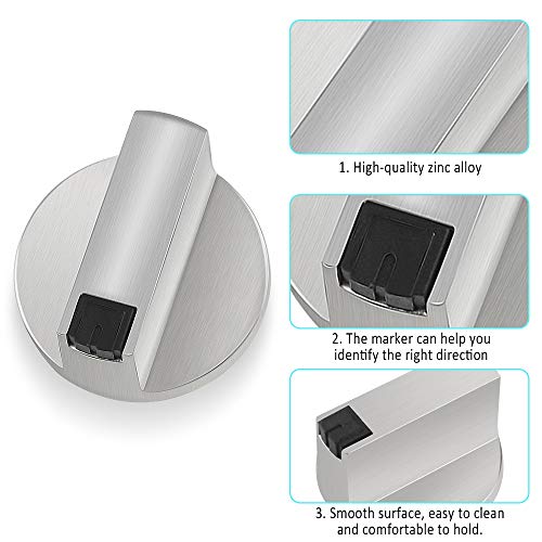 Dadabig 8pcs 6mm Perillas de Cocina, Mandos Botones Cocina Gas Metal Botones de Control para Todas las Marcas de Horno, Cocina y Placa de Cocina (Plata)