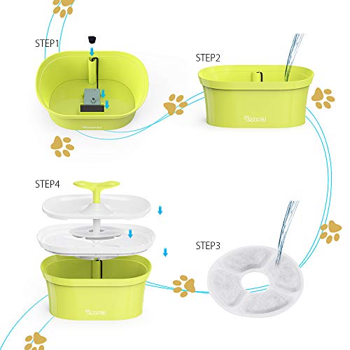 DADYPET Fuente para Gatos, Bebedero Gatos 2.8L Bebedero Silencio Automático Fuente de Agua para Mascotas Gatos Perros con Filtro de Carbón Activado