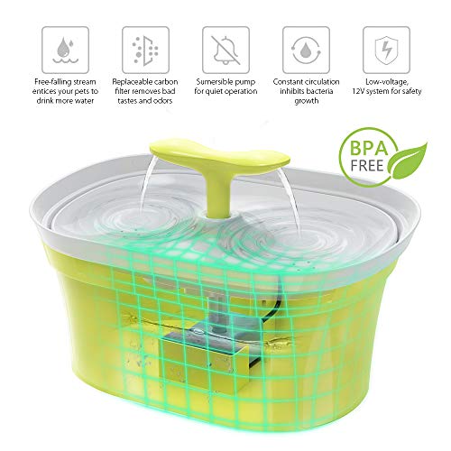 DADYPET Fuente para Gatos, Bebedero Gatos 2.8L Bebedero Silencio Automático Fuente de Agua para Mascotas Gatos Perros con Filtro de Carbón Activado