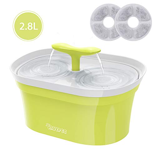 DADYPET Fuente para Gatos, Bebedero Gatos 2.8L Bebedero Silencio Automático Fuente de Agua para Mascotas Gatos Perros con Filtro de Carbón Activado