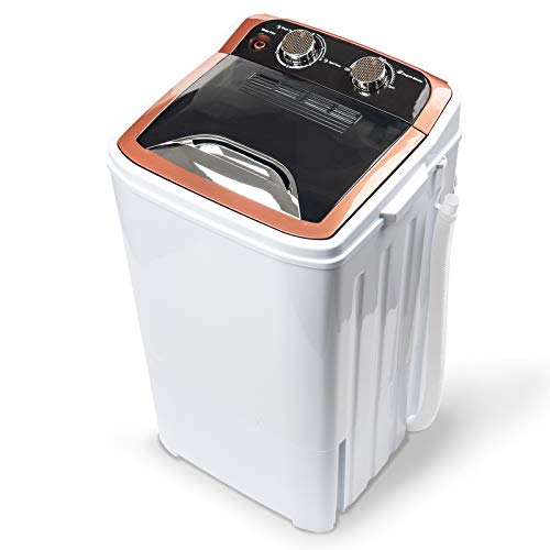 Dawoo Mini Lavadora Portátil De 4.4 Kg Lavadora De Tina Única Completamente Automática Con Bomba De Drenaje y Temporizador De Control (32cmx34cmx 66cm)