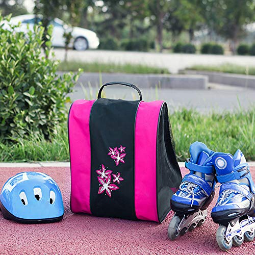 DAZISEN Bolsa para Patines - Mochila Protecciones Patines en Linea Patines de Hielo Skate Bag Unisex Adulto Niño Niña Rosa