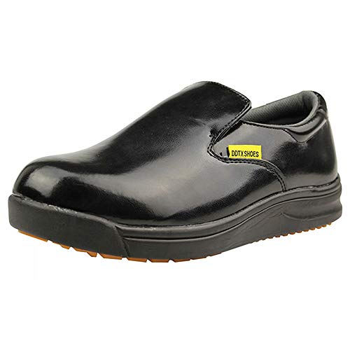 DDTX Calzado de Trabajo para Hombres Antideslizante Ligeros y Transpirable Zapatos de Trabajo de Cocina Negro Talla 42.5