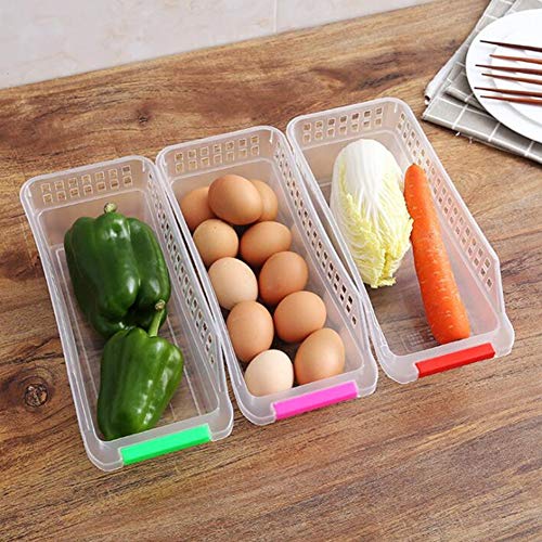 Deanyi 3 PCS plástico Durable despensa de la Cocina del Organizador del gabinete frigorífico congelador de Alimentos Almacenamiento de Contenedores con Mango Color al Azar
