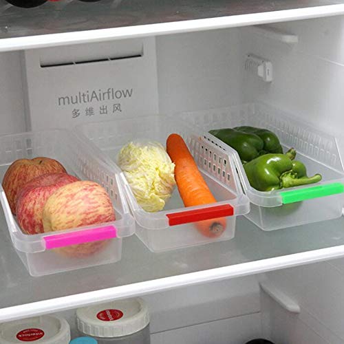 Deanyi 3 PCS plástico Durable despensa de la Cocina del Organizador del gabinete frigorífico congelador de Alimentos Almacenamiento de Contenedores con Mango Color al Azar