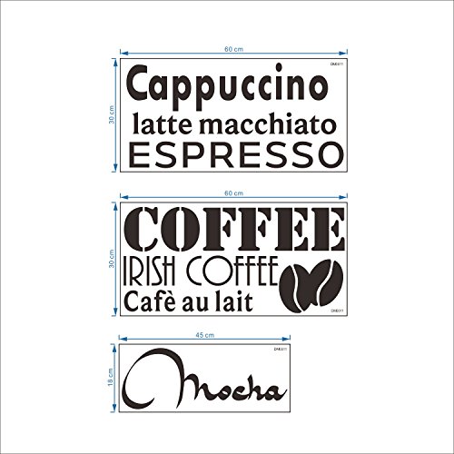 decalmile Negro Pegatinas De Pared Letras and Frases Cappuccino Espresso Mocha Latte Cocina Adhesivos Pared Desmontable Vinilos Decorativos para Comedor De Cocina Cafetería